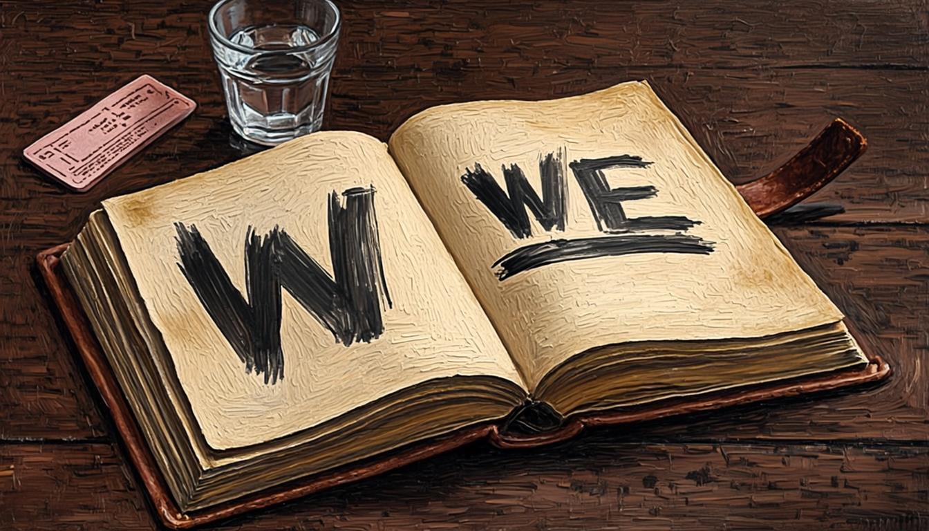 D-503's journal: "I" → "we" → "I" → "we"